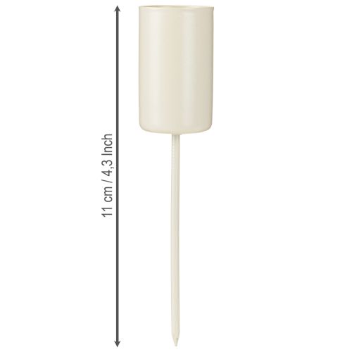 Article Bougeoir en métal sur piquet, beige, H11cm, 4 pièces