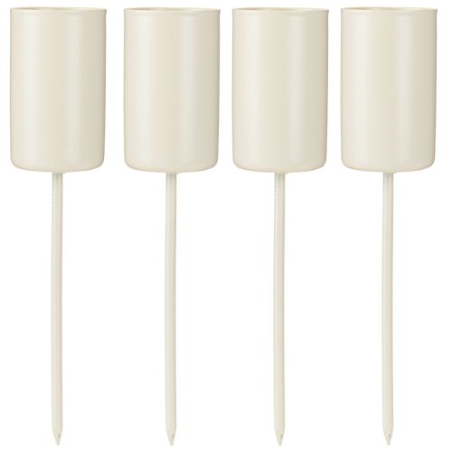 Bougeoir en métal sur piquet, beige, H11cm, 4 pièces | Floristik24.be