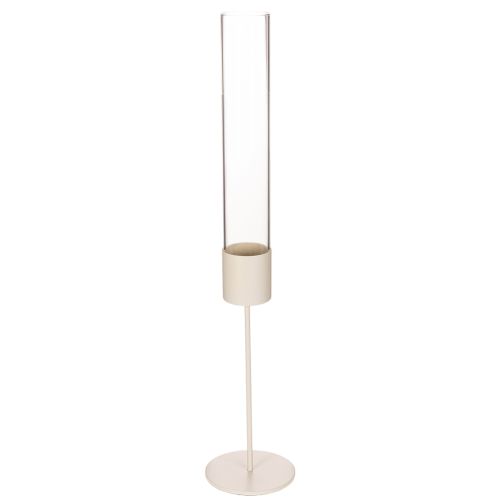 Bougeoir cylindrique en verre sur base métallique 50 cm
