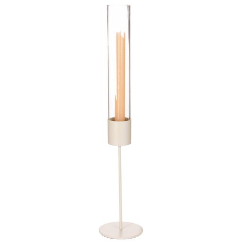 Bougeoir cylindrique en verre sur base métallique 50 cm | Floristik24.be