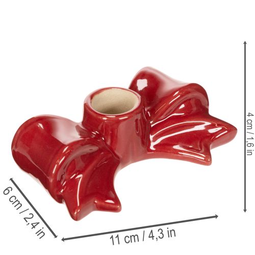 Bougeoirs rouges en forme de nœud pour bougies coniques de 11 cm, 2 pièces | Floristik24.be