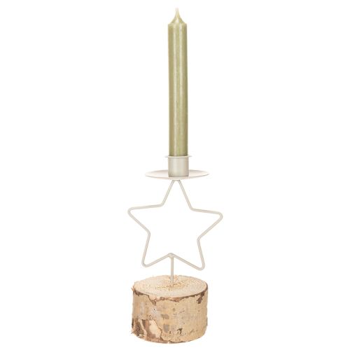 Bougeoir en forme d'étoile avec base en bois pour une bougie de 20 cm | Floristik24.be