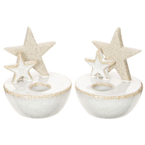 Bougeoirs en céramique en forme d'étoile, décoration de Noël, 11 cm, lot de 2
