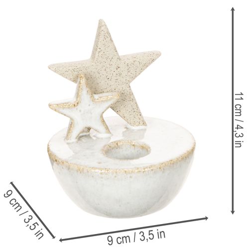 Bougeoirs en céramique en forme d'étoile, décoration de Noël, 11 cm, lot de 2 | Floristik24.be