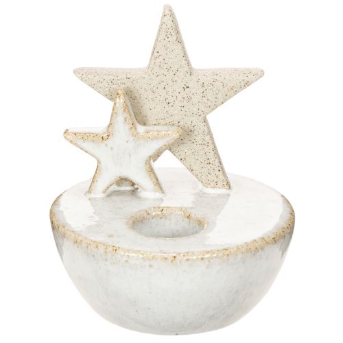 Bougeoirs en céramique en forme d'étoile, décoration de Noël, 11 cm, lot de 2 | Floristik24.be