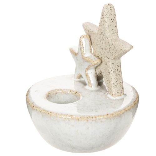 Bougeoirs en céramique en forme d'étoile, décoration de Noël, 11 cm, lot de 2 | Floristik24.be