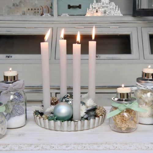 Floristik24 Bougeoir tige plaque bougeoir argent 4 flammes Ø22cm