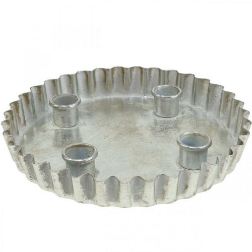 Floristik24 Bougeoir tige plaque bougeoir argent 4 flammes Ø22cm