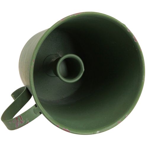 Article Bougeoir conique coupe vintage décoratif métal vert Ø11cm H11cm