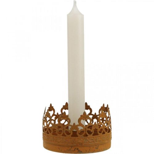 Floristik24 Bougeoir en métal, chandelier couronne rouille Ø8.5cm 4pcs