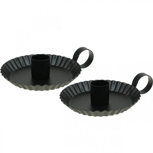 Floristik24 Bougeoir bougeoir en métal noir Ø9,5cm 4 pcs