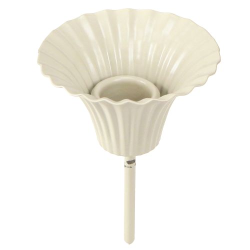 Bougeoir conique avec tige en métal gris Ø7,5cm H10,5cm 2pcs