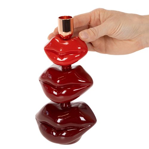 Bougeoir en forme de lèvres brillantes, design moderne, 21 cm | Floristik24.be