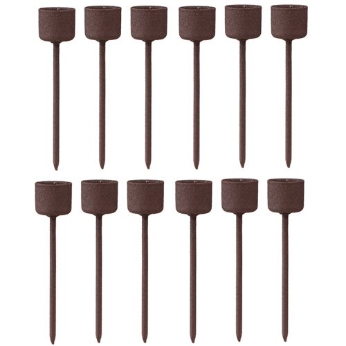Article Bougeoir à piquer pour chandelle Marron rouille H10,5cm 12 pcs