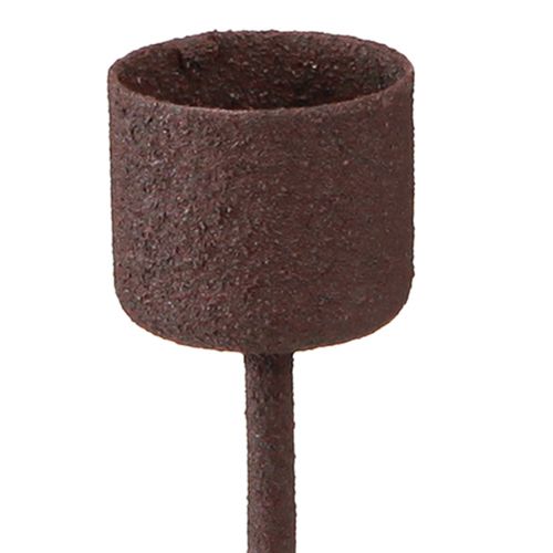 Article Bougeoir à piquer pour chandelle Marron rouille H10,5cm 12 pcs