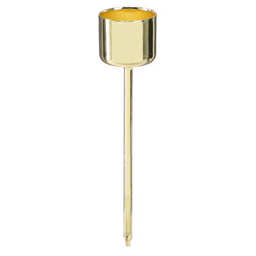 Floristik24 Bougeoir bâton à brancher doré Ø22mm H10,5cm 12 pcs