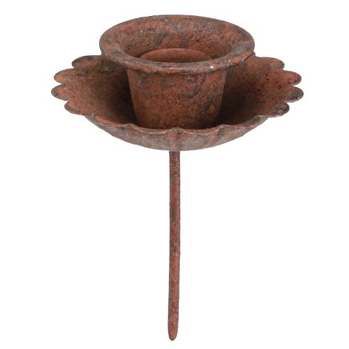 Floristik24 Bougeoir à piquer pour chandelle Rouille Ø8,5cm H4cm 4pcs