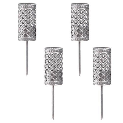 Article Bougeoir à piquer Pour chandelle Gris argenté Ø24mm H10cm 4 pcs