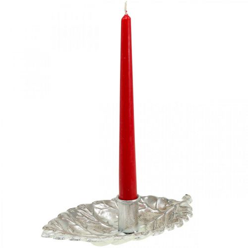 Article Bougeoir assiette feuille argent 22x13.5x5.5cm