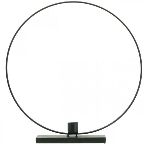 Article Anneau décoratif bougeoir métal boucle déco noir Ø30cm