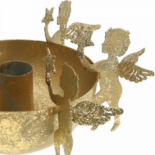 Floristik24 Bougeoir décoration de Noël avec des anges Doré Ø18cm