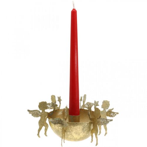 Floristik24 Bougeoir décoration de Noël avec des anges Doré Ø18cm