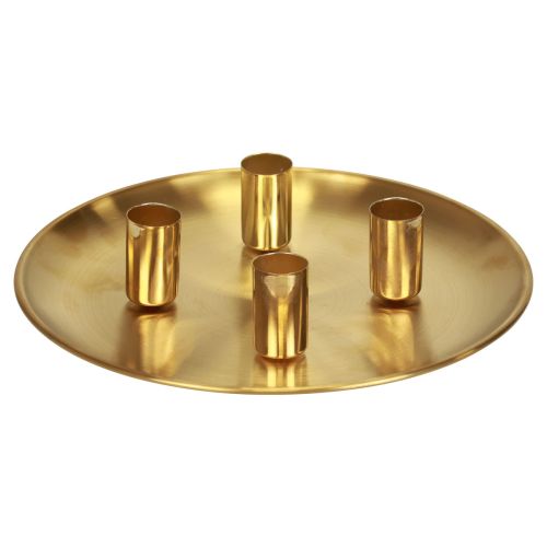 Floristik24 Bougeoir bâton doré Ø2,5cm bougeoir métal Ø23cm