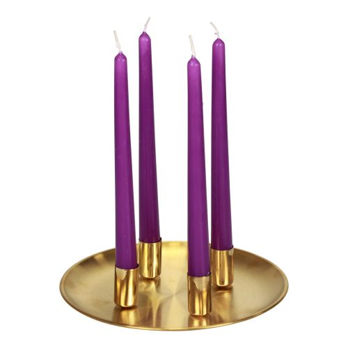 Floristik24 Bougeoir bâton doré Ø2,5cm bougeoir métal Ø23cm