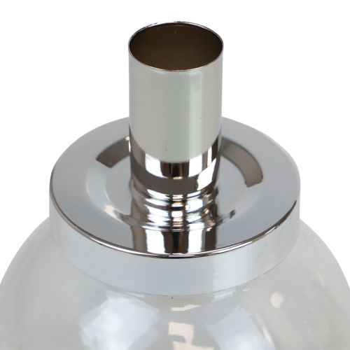 Article Bougeoir bâton chandelier verre métal argent Ø10,5cm 4pcs