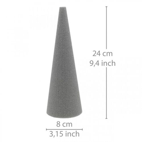 Article Cône de mousse florale OASIS® SEC Gris, masse florale sèche H24cm Ø8cm 6 pcs