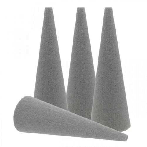 Article Cône de mousse florale OASIS® SEC Gris, masse florale sèche H24cm Ø8cm 6 pcs