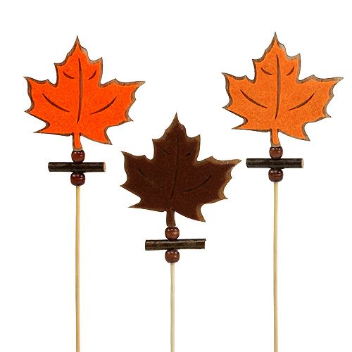 Floristik24 Pin&#39;s feuille d&#39;érable triée déco automne 8cm L35cm 12pcs