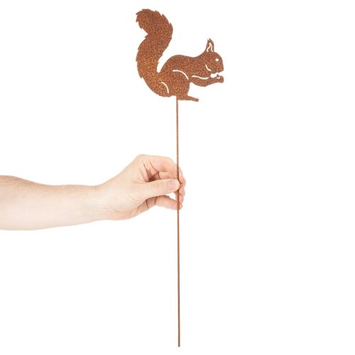 Tuteur de jardin décoratif rouille écureuil pour parterre et pot de fleurs 52 cm, lot de 2 | Floristik24.be