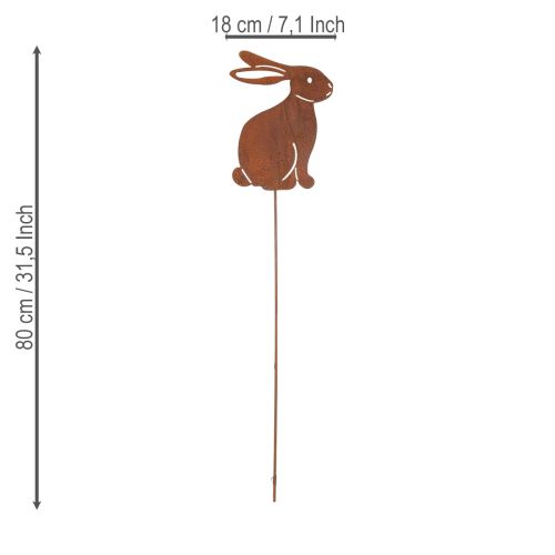 Article Piquet de jardin en métal en forme de lapin de Pâques, pour une décoration printanière élégante en extérieur, 80 cm