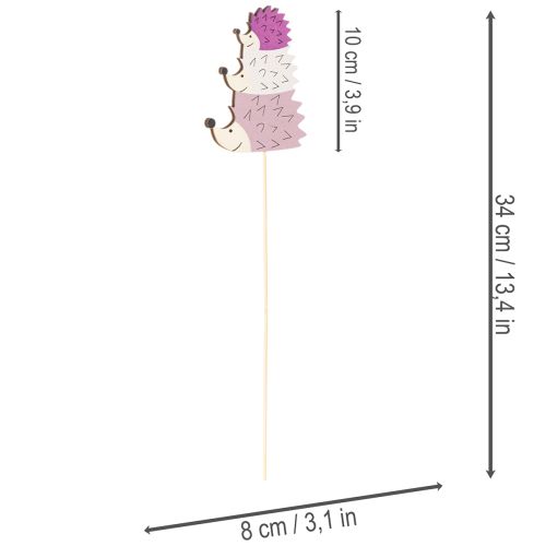Tuteurs décoratifs pour jardin - Famille de hérissons colorés - 34 cm, lot de 12 | Floristik24.be