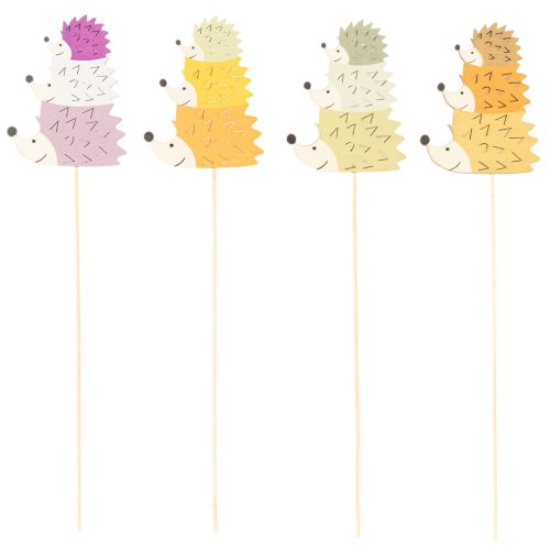 Tuteurs décoratifs pour jardin - Famille de hérissons colorés - 34 cm, lot de 12 | Floristik24.be