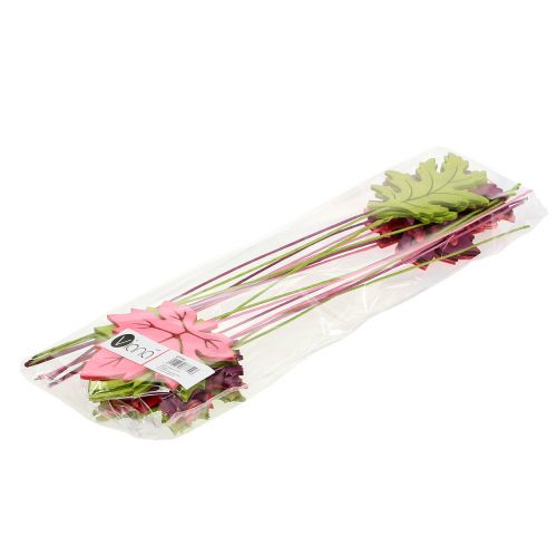 Floristik24 Plug décoratif feuille rose, vert, bordeaux 8cm 18 pcs