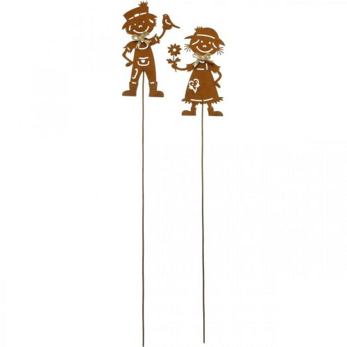 Article Piquets de jardin aspect rouille décoration de jardin fille et garçon 4pcs