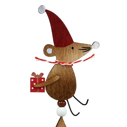 Floristik24 Plug avec souris naturel, rouge L30cm 8pcs