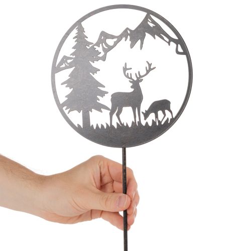 Piquet décoratif, animaux de la forêt, cerf et pin, 100 cm | Floristik24.be