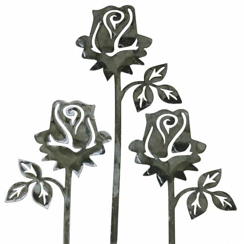Floristik24 Bouchon en métal rose gris argenté, métal blanchi à la chaux 20 cm × 8 cm 12 pcs