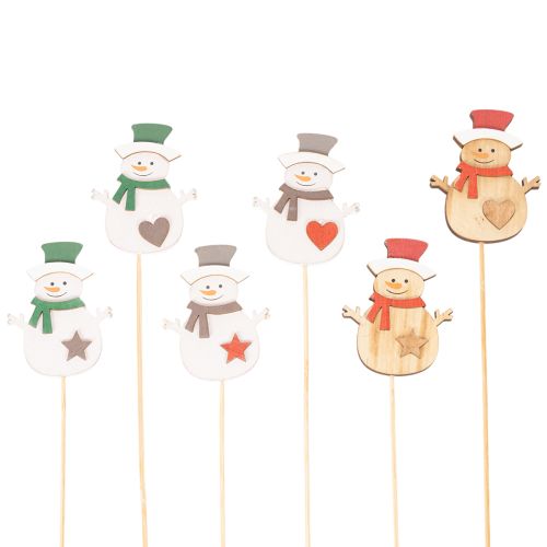 Piquets en bois en forme de bonhomme de neige pour décorations florales, Noël, 31 cm, lot de 12