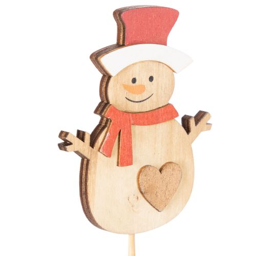 Piquets en bois en forme de bonhomme de neige pour décorations florales, Noël, 31 cm, lot de 12 | Floristik24.be