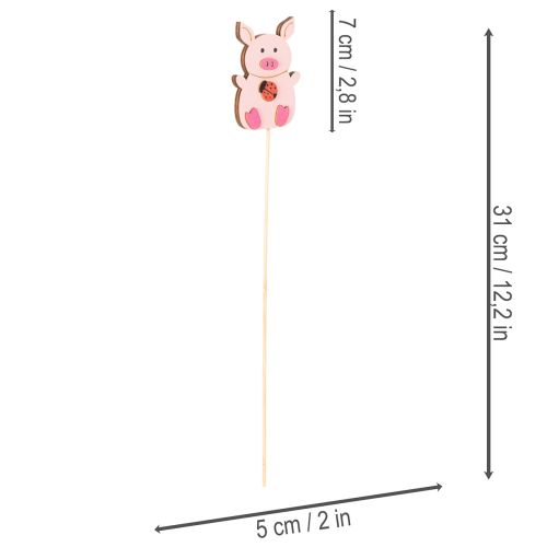 Décoration florale en forme de petit cochon, en bois, 31 cm, lot de 16. | Floristik24.be