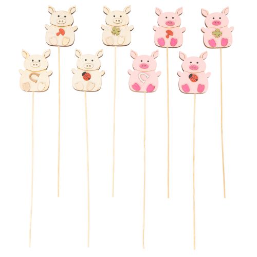 Décoration florale en forme de petit cochon, en bois, 31 cm, lot de 16. | Floristik24.be
