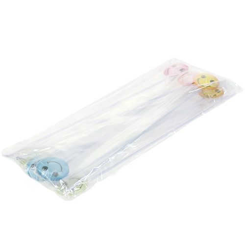 Floristik24 Déco emoticon sur stick couleurs assorties 3.5cm 8pcs