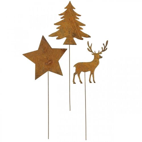 Article Piquet de jardin patine cerf déco étoile sapin H14/20 3pcs