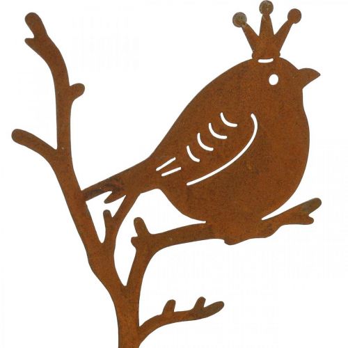 Article Bouchon de décoration de jardin patiné oiseau en métal avec couronne 6 pièces