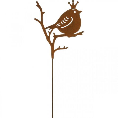 Bouchon de décoration de jardin patiné oiseau en métal avec couronne 6 pièces
