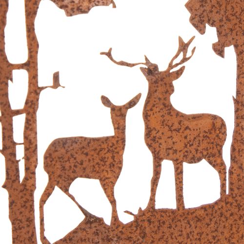 Piquet de jardin rond couleur rouille, silhouette de cerf, décoration forêt, 53 cm, lot de 2 | Floristik24.be